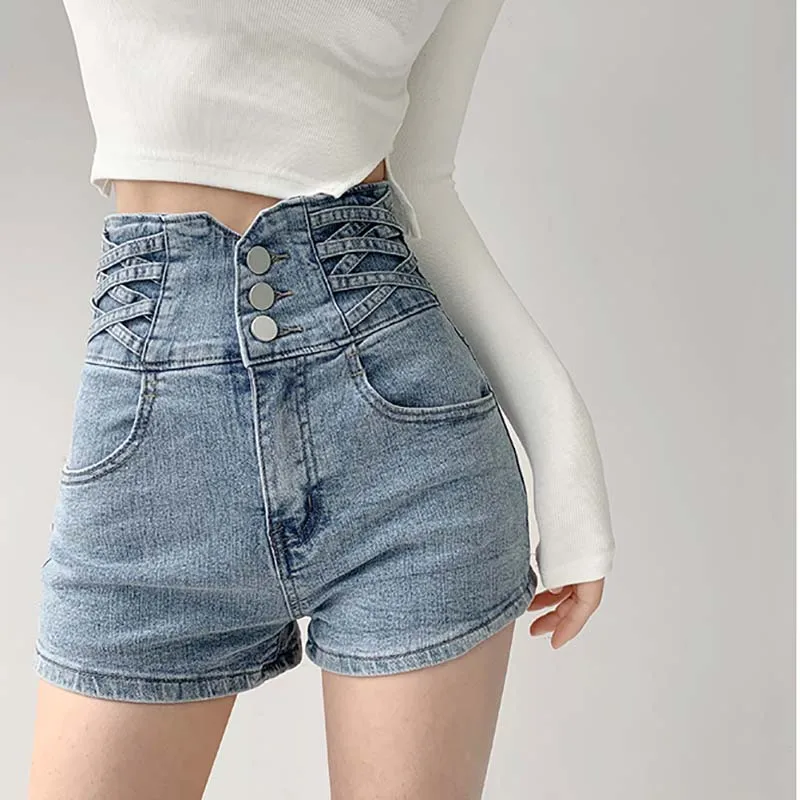 

New Sexy Fashion Women Ladies Denim Skinny Shorts High Waist Stretch Bodycon Jeans Versatile Hip Lift Jeans Shorts Women