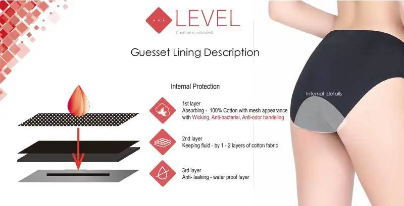 

4-Layer Cotton Washable Menstrual Panties Women Period Bulk Leakproof Waterproof Panties Organic Menstrual Cycle for Girls