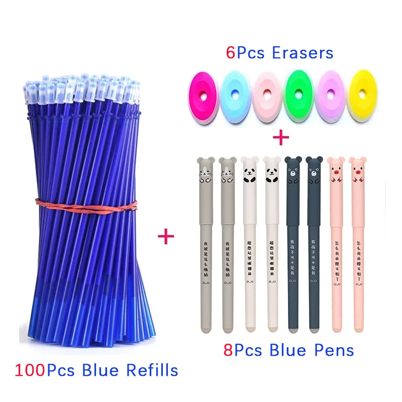 

Стираемая ручка в виде панды, кошки, 114 шт./лот, моющаяся ручка, волшебные гелевые ручки, стержни для школы, офиса, канцелярские принадлежност...