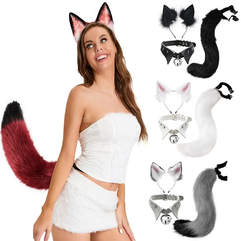 

simulation Fake Fox Wolf Tail Ears Hair Hoop Novelty Fursuit Costume for Cosplay