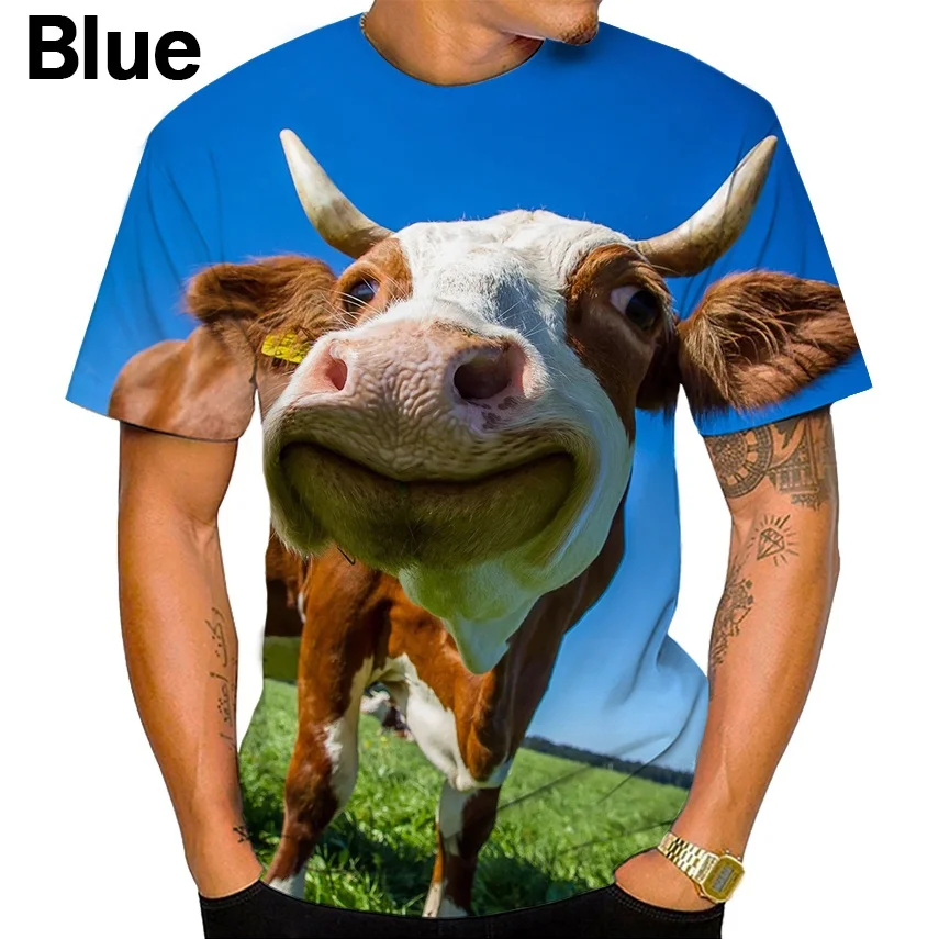 

Funny Men/Women T-Shirt For Man Clothing Fashion Unisex Summer Casual Short-Sleeved Tops Oversized Tee Cattle 3D Print Daily