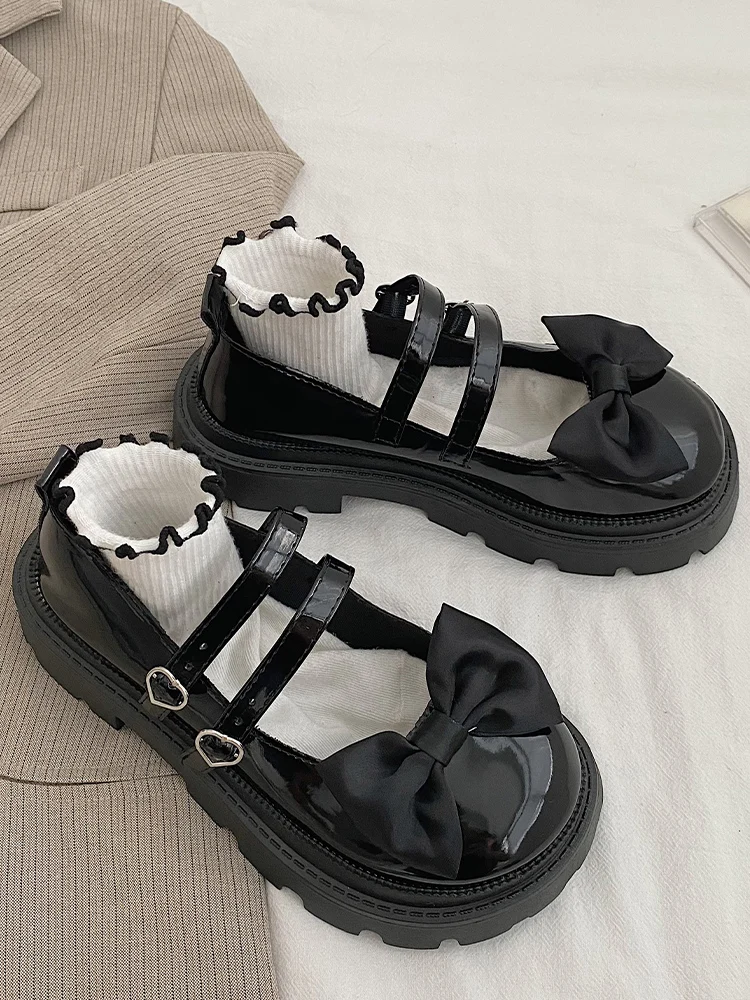 

Party Dress Mid Heels Flats Loafers Shoes Mary Janes Women Luxury Platform Bow Buckle Shoes Autumn Fashion New 2022 Women Shoes