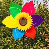 sunflower windmill outdoor wind spinners metal pinwheel balcony yard garden lawn ornament wind collectors holiday decoration