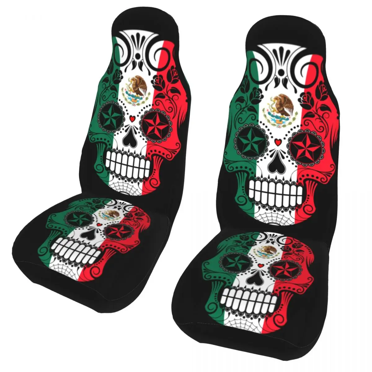

Sugar Skull Roses Flag Of Mexico Universal Car Seat Cover Waterproof Travel Car Seat Mat Polyester Car Styling