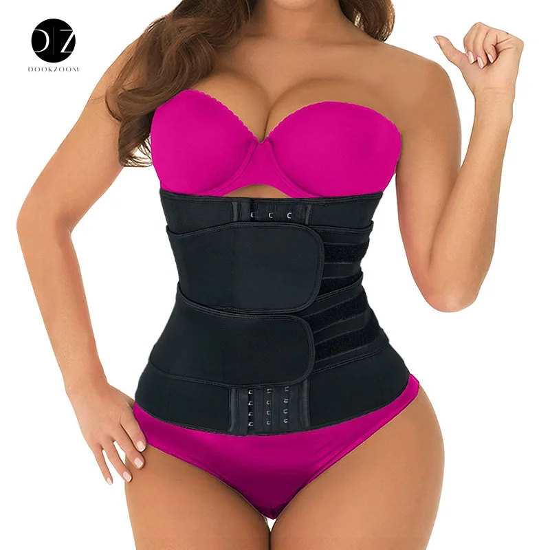 

Women Waist Trainer Double Belt Sauna Workout Neoprene Cincher Abdominal Trimmer Tummy Control Girdle Hooks Weight Loss Straps