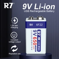 9v 650mah battery micro usb 9 volt li ion rechargeable battery 6f22 9v li ion lithium battery for metal detector microphone toy