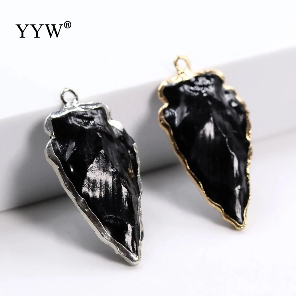 Черные обсидиановые подвески в стиле панк 1 шт. очаровательные мужские ювелирные