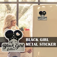 black girl 3d metal stickers creative diy cartoon sticker luxury mobile phone laptop sticker car motorcycle decals decorations