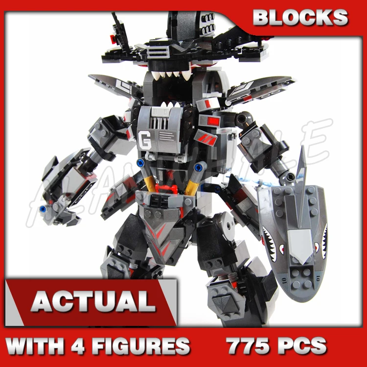 775 шт. Shinobi Garma Mecha Man Posable Arms Legs Garmadon Shark Blaster 10719 Строительные блоки игрушки