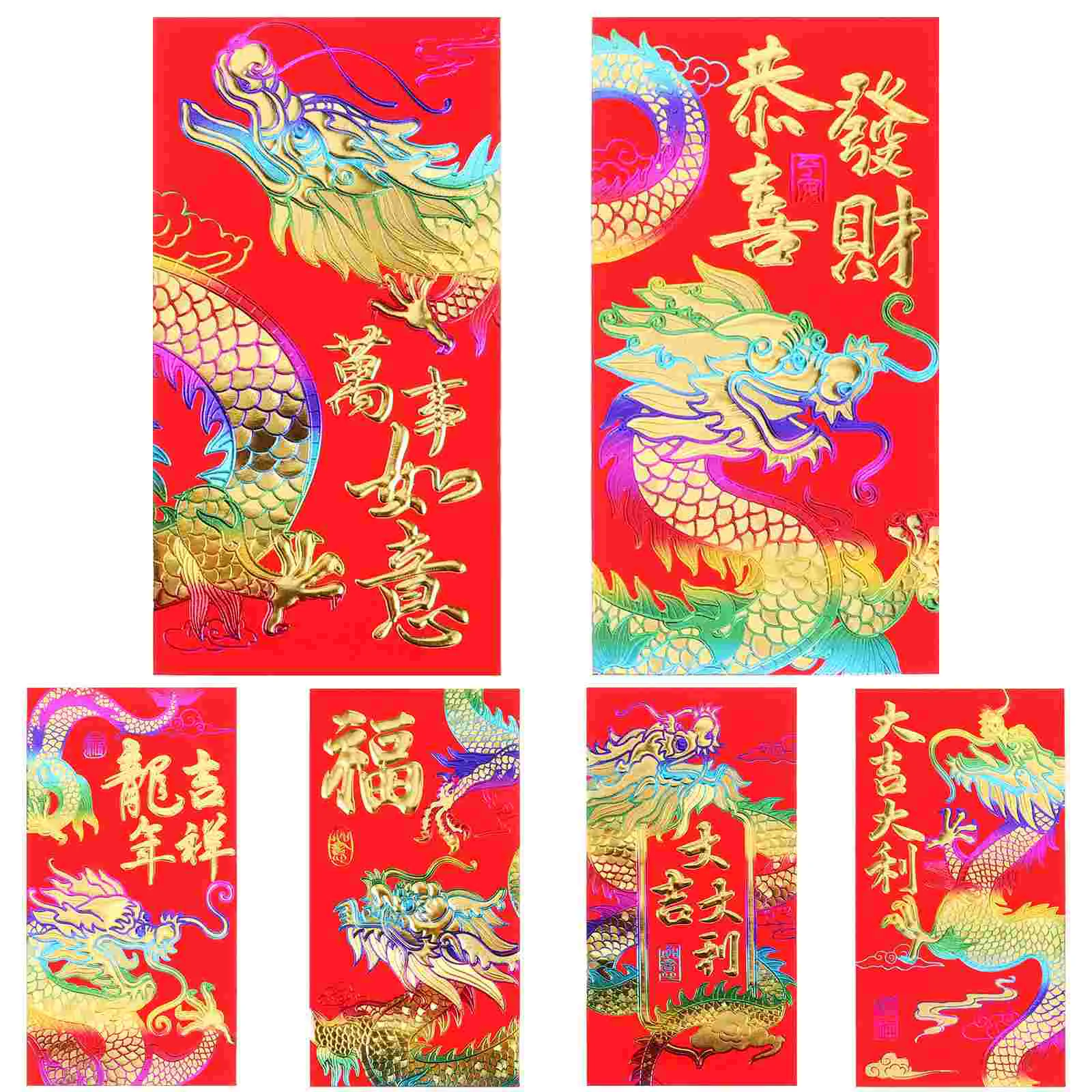 

6 Pcs Wallets 2024 Red Packet Cartoon Cute Envelopes Chinese New Year Lunar Packets