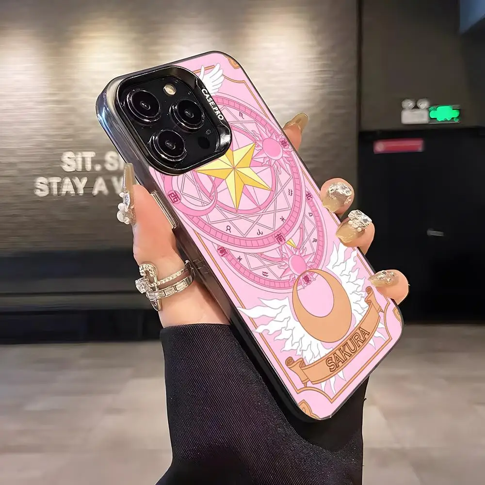 Card Captor Sakuras Anime Phone Case Matte Colored Silver For Iphone 16 15 14 Pro 13 12 Plus 11 7 Cover