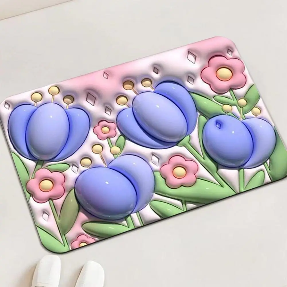 

Anti-slip Bath Pad Easy to Clean Floor Mat No Odor 40x60cm Flower Pattern Non-slip Absorbent Shower Mat Prevent Falling