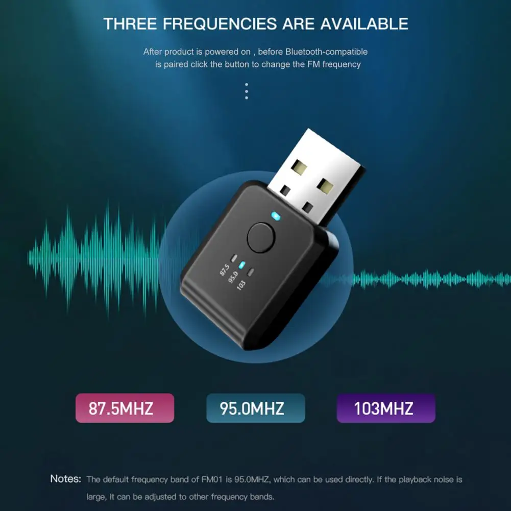 

Bluetooth-compatible Transmitter Wide Application No Noise Plug Play Reliable BT5.1 FM Radio Modulator Car Accessories
