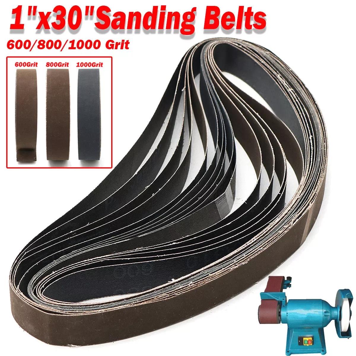 

15PCS 1"*30" Sanding Sander Belts 600 800 1000 High Grit Polishing Aluminum Oxide Width 25 Mm/1" Length 762 Mm/3