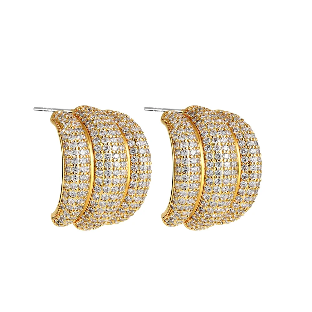 Женские серьги-гвоздики с фианитом золотым покрытием