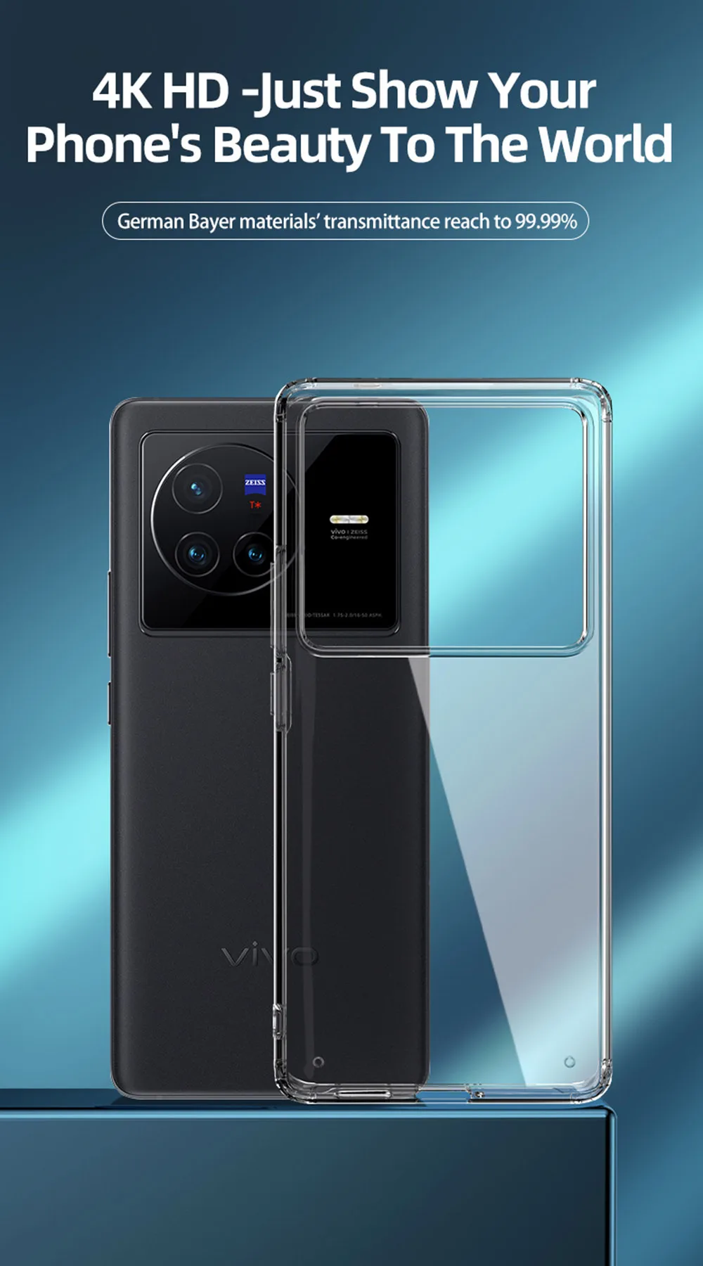 Ceny UFLAXE Odporny Na Wstrząsy Etui Na Vivo X80 / X80 Pro WLONS Niemcy Bayer 4K HD Krystalicznie Czyste Tylna Pokrywa Anty-żółta Obudowa