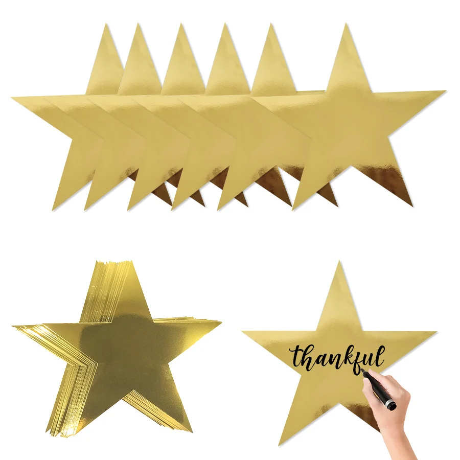 

24pcs Paper Gold Stars Decorative Star Cutouts Gold Stars for Bulletin Board