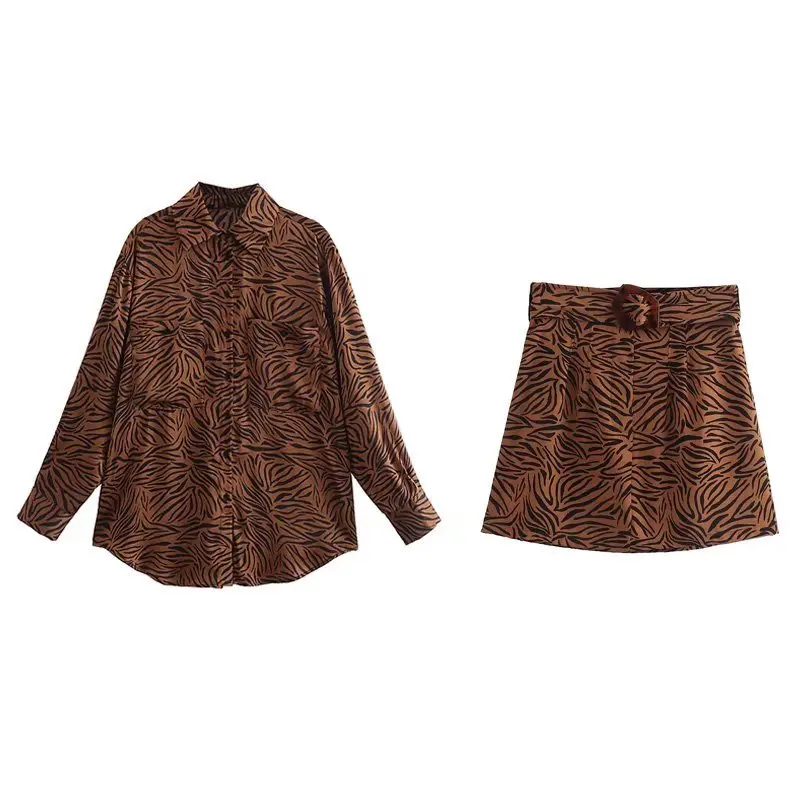 

Suits Summer 2 Piece set Women Suit 2022 New Fashion Printed Leopard Slim Skirt Suit Women Elegant Chic Street Fashion Suit
