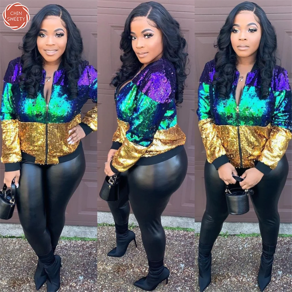 

Женская Повседневная куртка с блестками, Осень-зима 2023