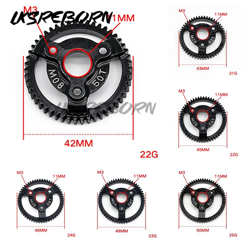 

Hardened Steel 0.8M 32P Spur Gear 50T 52T 56T 60T for Slash 2WD VXL Bandit Rustler Stampede Drag Slash Upgrade Parts