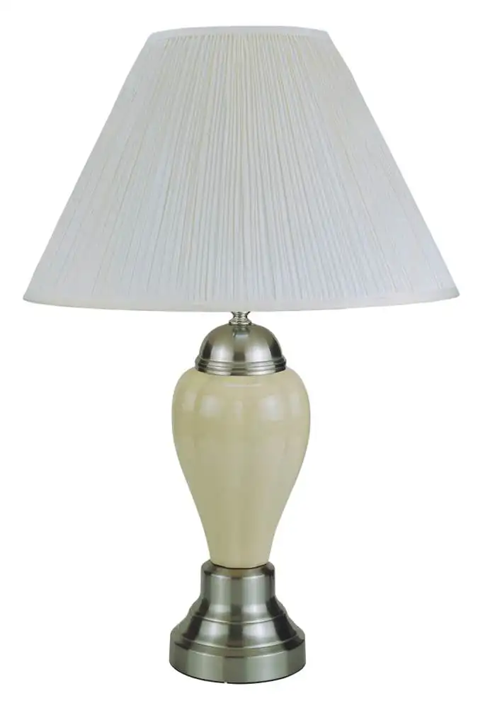 

Urn-Shaped Modern Ceramic Table Lamp with Linen Shade in Ivory