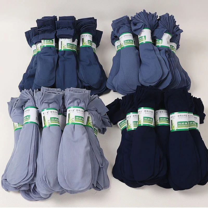 10/20pairs Breathable Men Socks Summer Thin Bamboo Fiber Stripe Long Sock Silk Sports Stockings Antibacterial Business Socks Sox