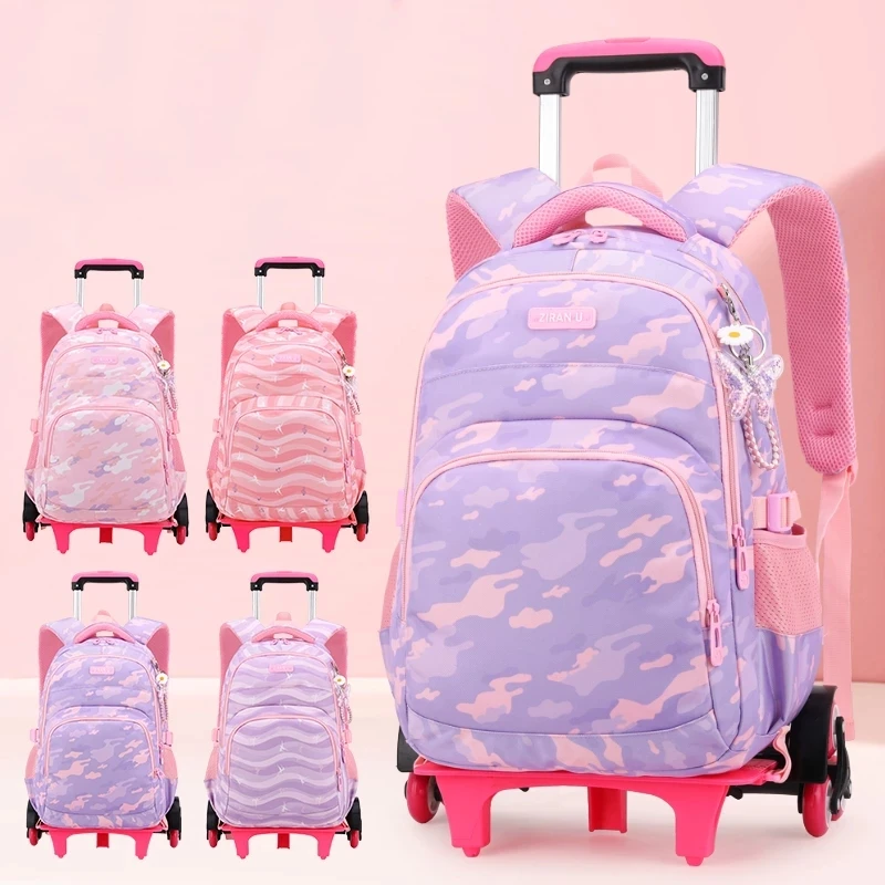 

Kids Girls Wheels Removable Trolley Backpack Wheeled Bags Children Rolling Schoolbag Travel Bags Children's School Backpacks sac