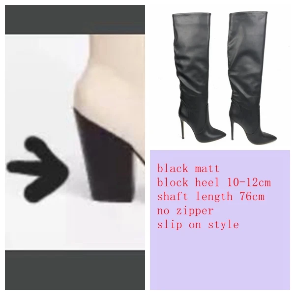

Женские ботинки без шнуровки Sorbern, высокие ботинки на квадратном высоком каблуке, с острым носком, плюшевая зимняя обувь на заказ, фетиш