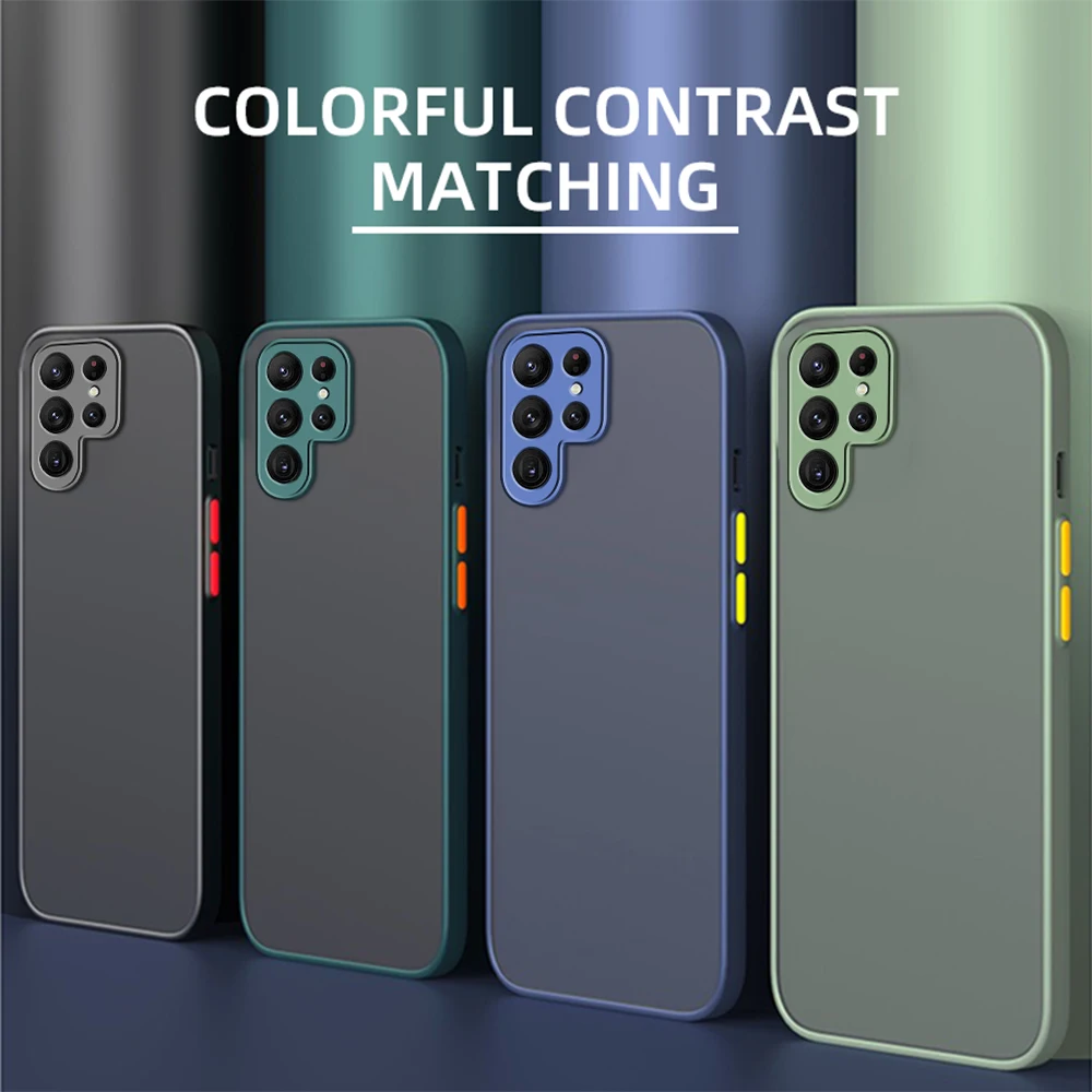 

luxuriou Armor Matte Phone Case For Samsung Galaxy S23 Ultra S22 Ultra S21 Ultra S23 22 Shockproof Bumper Hard Protective Case