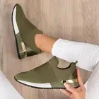 Кроссовки женские без шнуровки, эластичные, дышащие, однотонная спортивная обувь, Вулканизированная подошва, лето 2021