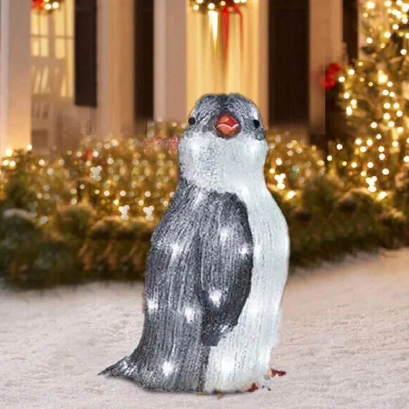 

Acrylic Light Up Penguin Lamp Stake for Christmas Garden Decoration Outdoor 50 LED Penguin Lights 2023 Holiday Party Yard Decor