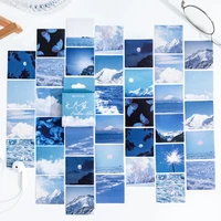 46pcs blue snow mountain aesthetic stickers decoractive scrapbooking child accessories diy phone sticky sticker flakes for kids