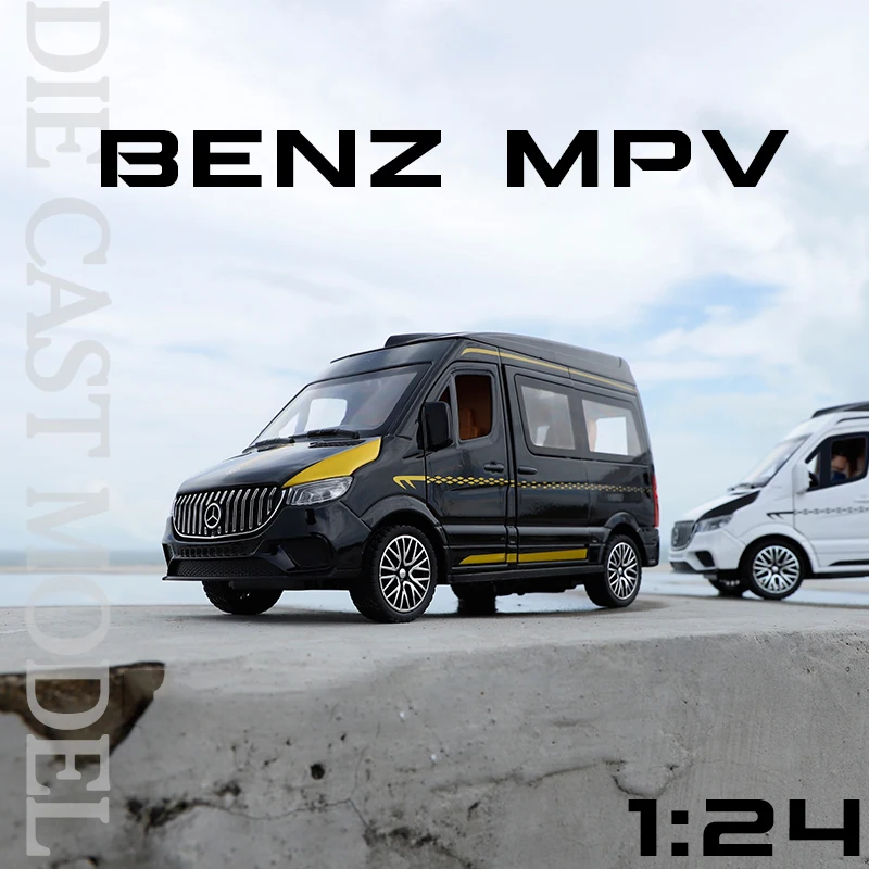 

Коллекционная металлическая Игрушечная машина Benz MPV RV, Коллекционная модель автомобиля из сплава, украшения, имитация звука и светильник, детские игрушки, подарок для мальчиков, 1/24