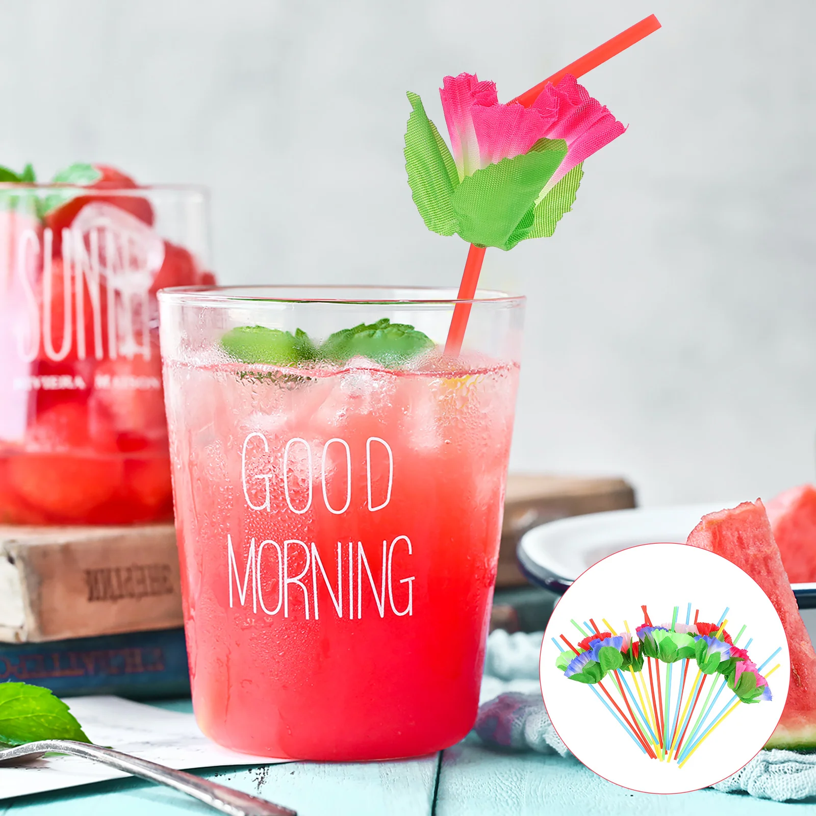 

Straws Drinking Straw Party Hawaiian Plastic Disposable Cocktail Decoration Staws Decorative Valentines Smoothie Paper Beverage