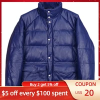 blue winter mens jacket casual style plus size 5xl natural cowhide warm thick down clothes genuine leather coats
