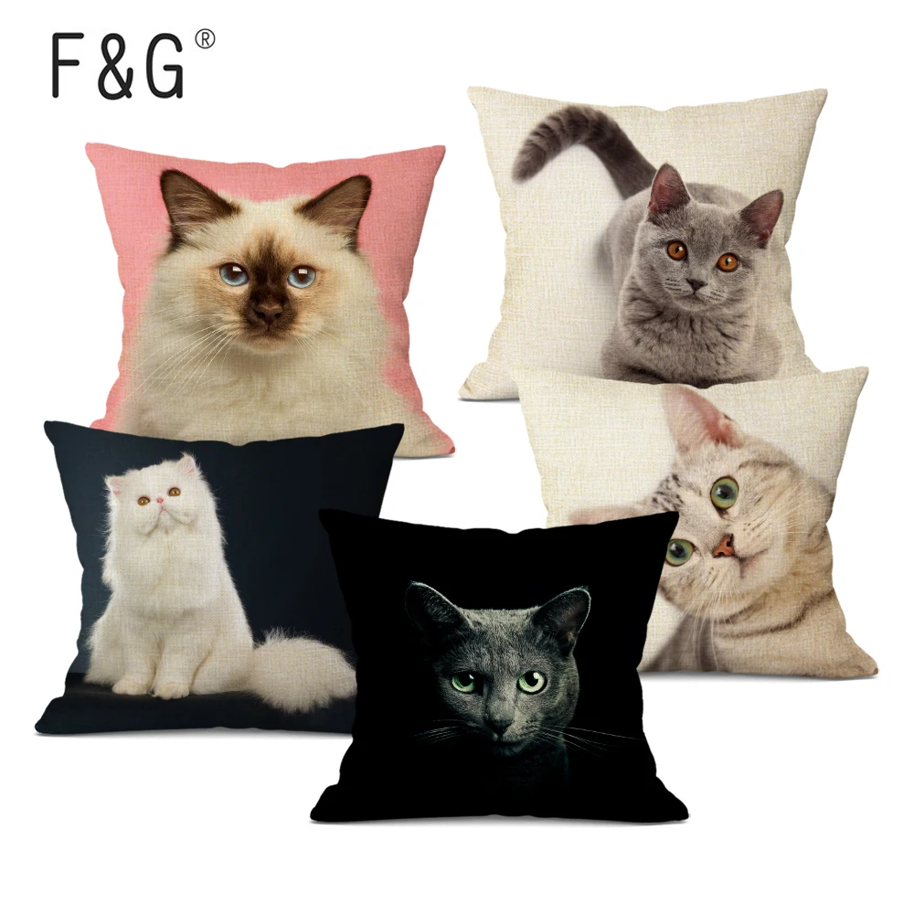 dekoracyjną poszewkę na poduszkę Pet Cat Cute Animal Poszewki poduszki 45x45CM Lniana poszewka sofę Home Decor