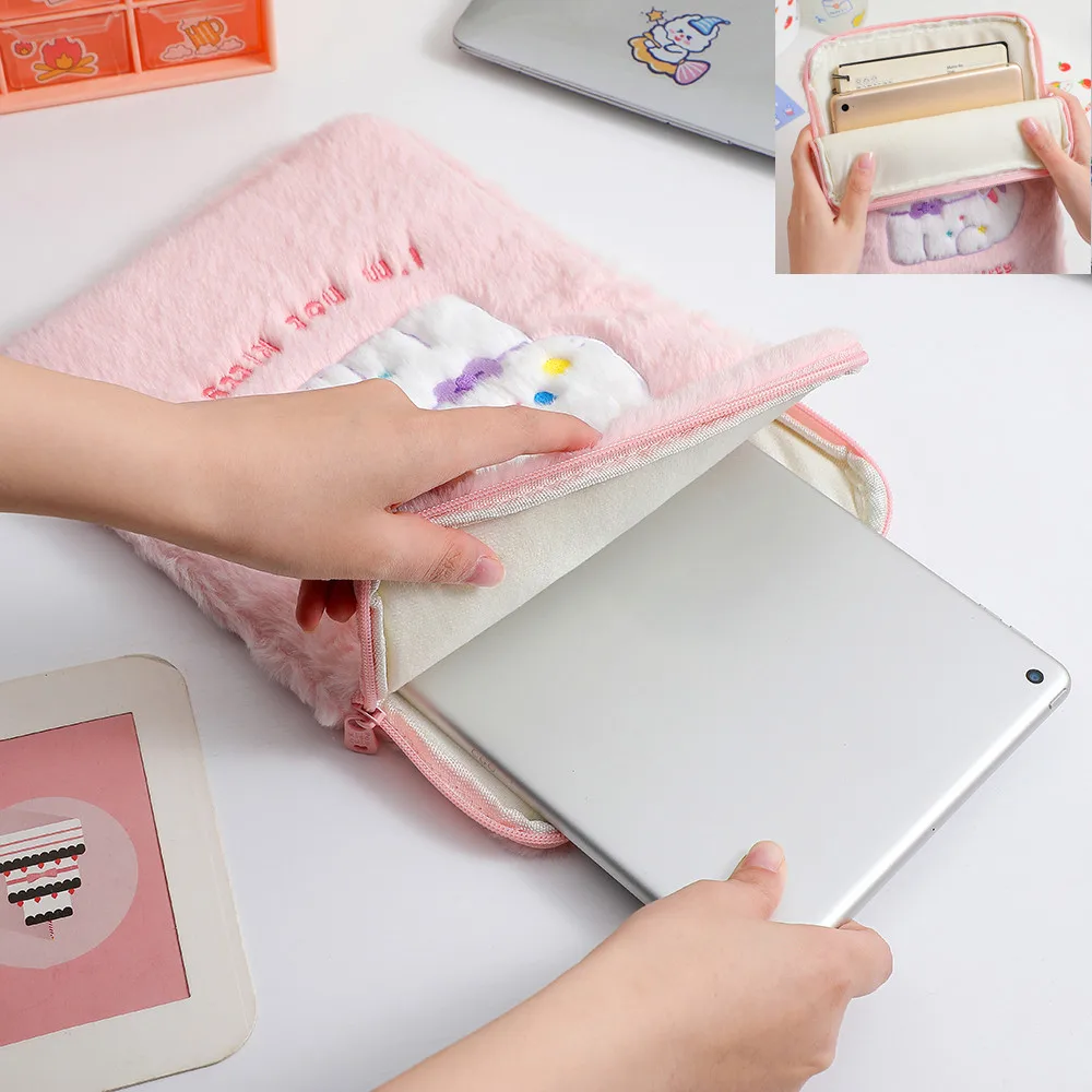 

Cute Cat Plush Sleeve Case for Lenovo Tab P10 TB-X705L M10 HD 10.1 X505 Plus 10.3 TB-X605L X306x 2nd Gen Tablet Pouch Bag Cover