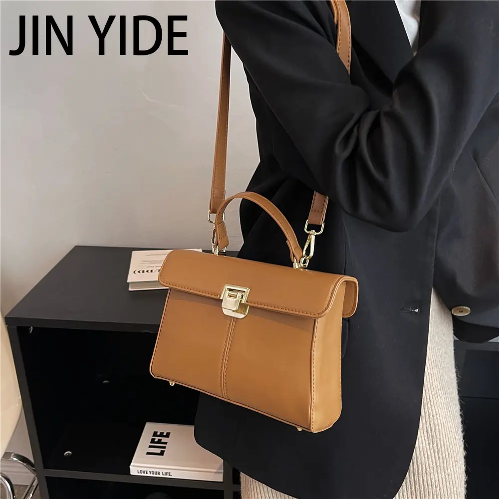 JIN YIDE Vintage Top Handle Small Shoulder Crossbody Bags For Women 2023 Winter Luxury Designer Flap Purse Work Ladies Handbags