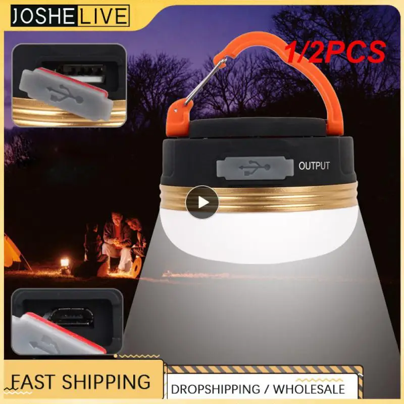 

1/2PCS Camping Lights Mini Portable Camping Lights Tents Lantern USB Rechargeable Outdoor Hiking Night Hanging With Power Bank