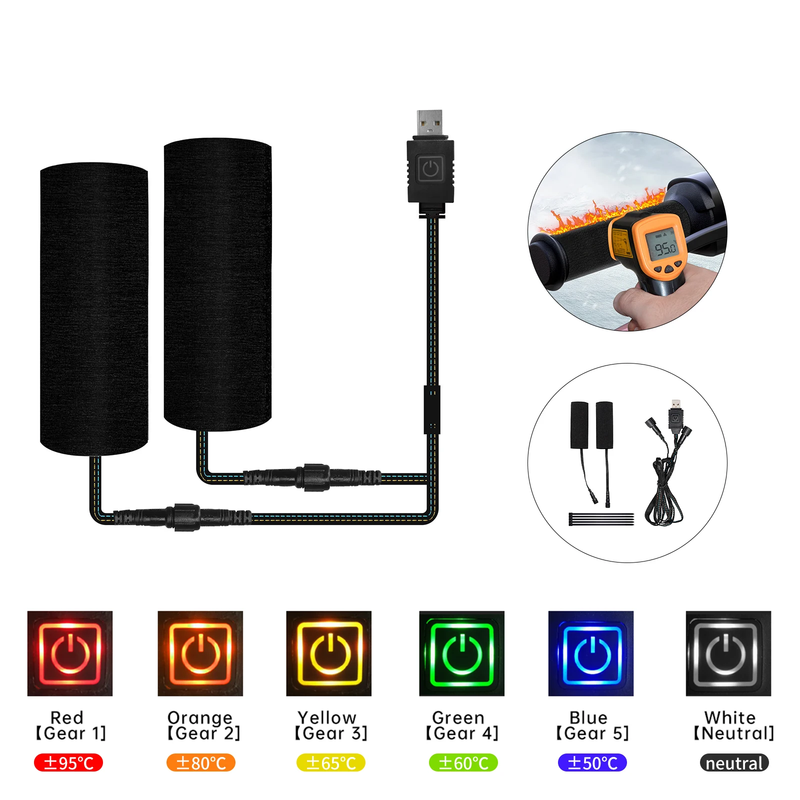 

Ручки для мотоцикла с подогревом, 5 В, USB 6