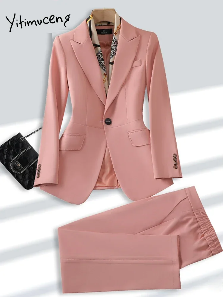 Yitimuceng офисный женский пиджак для женщин 2023 шикарные пальто с отложным воротником