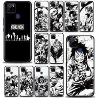 luffy for realme c1 c2 c21y c25 c12 case silicone cover one piece black and white anime phone case for oppo realme gt 5g gt2 neo