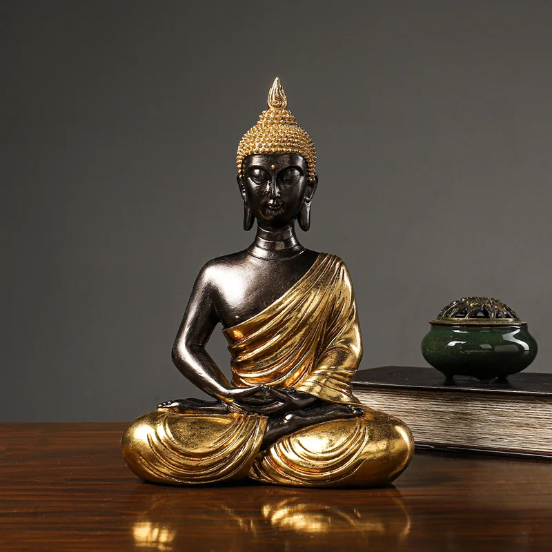 

Статуя Будды золотого цвета, статуэтка Будды из смолы, ручная статуя Будды MadeThai, декоративное украшение, домашний декор