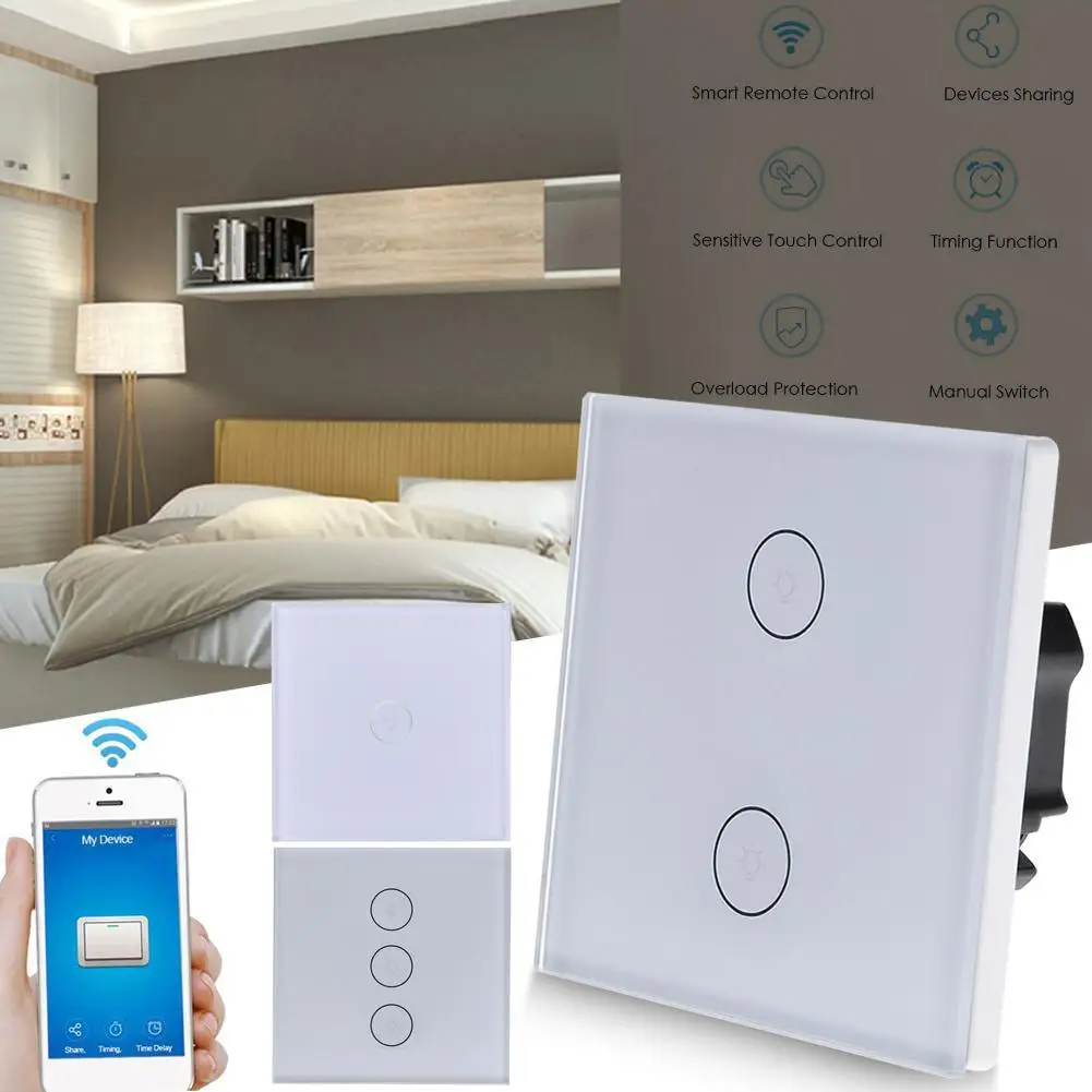 

Smart Life Home House WiFi Wireless Remote Wall Switch Voice Control Touch Sensor LED Light Switches Alexa Google Home