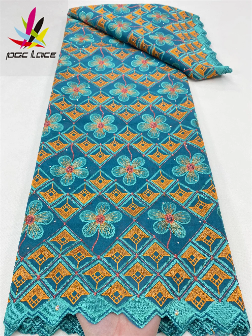 

PGC швейцарская вуаль кружева в Швейцарии 2022 нигерийская вышитая сухая хлопчатобумажная кружевная ткань Африканская кружевная ткань для св...