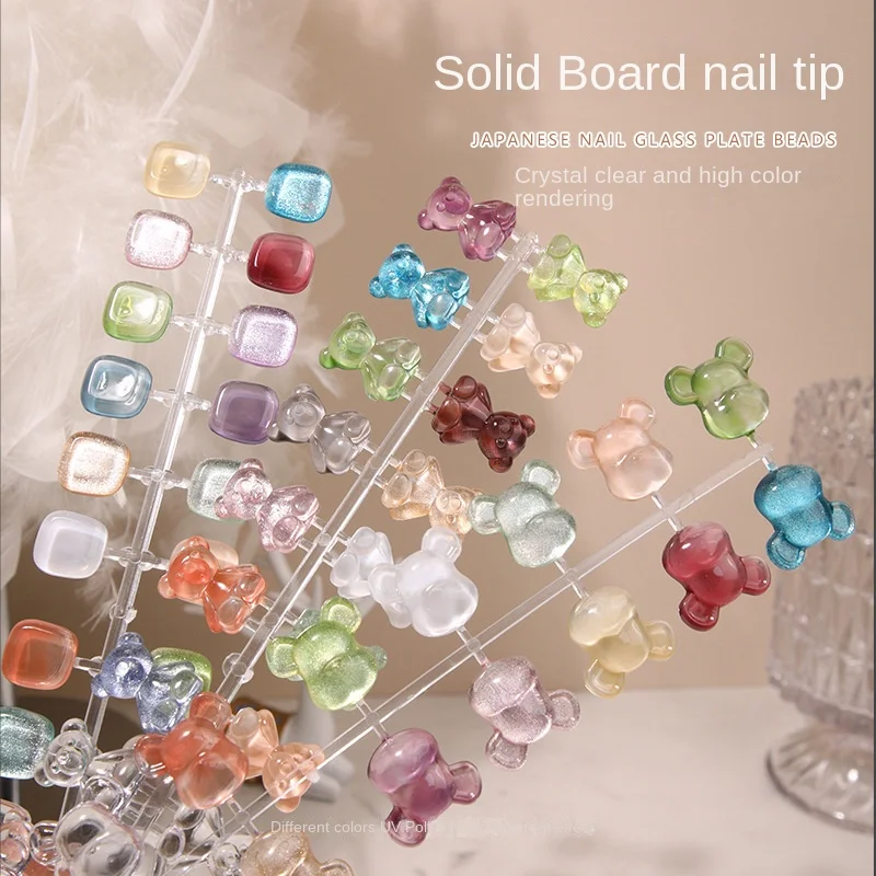 

100/120pc Nail Color Chart Clear Nail Art Color Display Card Cartoon Bear Colorful Showing Board Swatch Practice Showing Shelf