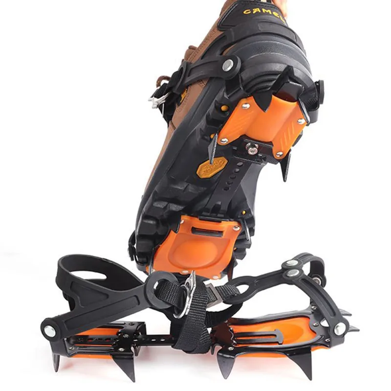 12 Teeth Anti-Skid Crampons Manganese Steel Climbing Gear Snow Ice Climbing Shoe Grippers Crampon Mountaineering Traction Device