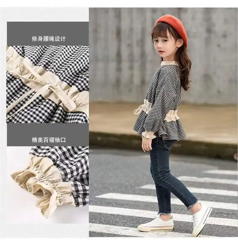 Рубашки для маленьких девочек Новое поступление весенние клетчатые рубашки в