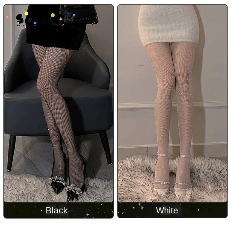 

Black Diamond Plaid Thin Women's Sexy Pantyhose Lolita Hottie Kawaii Fishnet Stockings Fashion Trends Fine Mesh Nylon Tights
