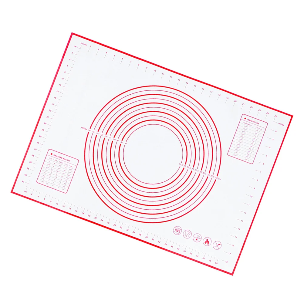 

Силиконовый коврик для раскатки теста с измерением, не прилипает, для выпечки, печенье, кондитерские изделия пицца (красный)